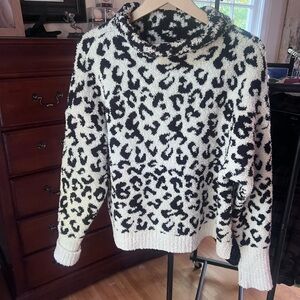 UGG Black and White Leopard Cowl Neck Sweater
